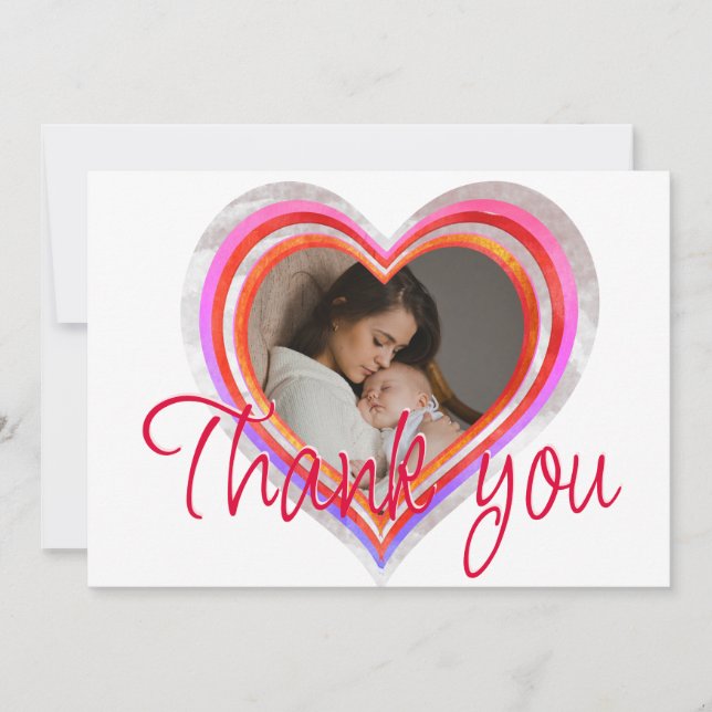 Cartão De Agradecimento Pequeno Namorados Swetheart Chá de fraldas Waterco (Frente)