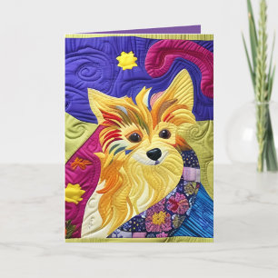 Cartão De Agradecimento Pequeno Pom Puppy Quilado Como Design