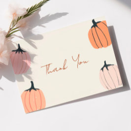 Cartão De Agradecimento Pequeno Pumpkin Cai Chá de fraldas Aquarela