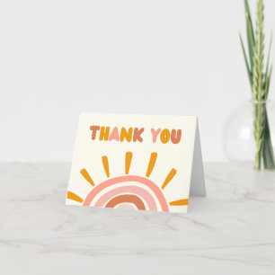 Cartão De Agradecimento Pequeno Raio Sol Chá de fraldas Sol de Boho