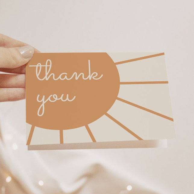 Cartão De Agradecimento Pequeno Ray do Chá de fraldas Sunshine Boho (Criador carregado)