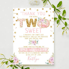 Cartão De Agradecimento Pequeno segundo aniversário de Meninas de Abóbora