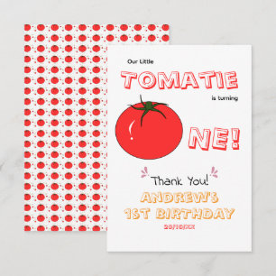 Cartão De Agradecimento Pequeno Tomatie Está Fazendo Um Aniversário de 1 A