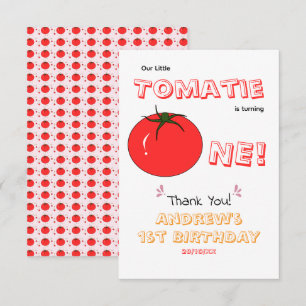 Cartão De Agradecimento Pequeno Tomatie Está Fazendo Um Aniversário de 1 A