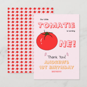 Cartão De Agradecimento Pequeno Tomatie Está Fazendo Um Aniversário de 1 A