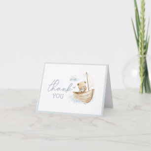 Cartão De Agradecimento Pequeno Urso Marinheiro Dobrado Baby Shower