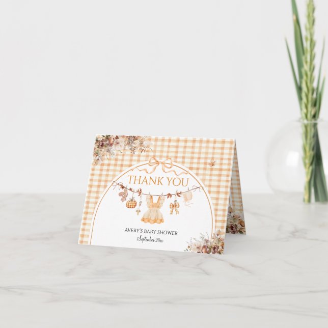 Cartão De Agradecimento Pequenos Livros De Chá de fraldas De Arco Floral D (Frente)