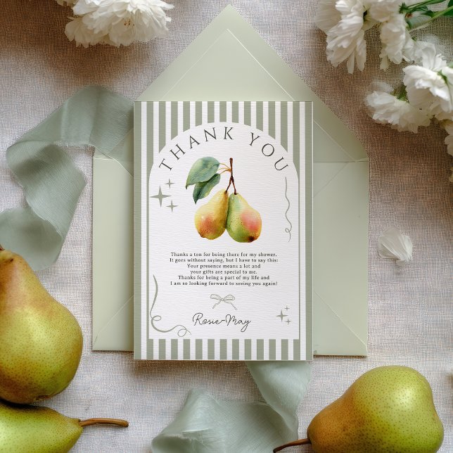 Cartão De Agradecimento Perfeito Par Pérola Retro Dinheiro Antigo Par Chá  (Perfect Pear Retro Old Money Pair Bridal Shower Thank You Card)