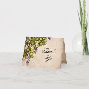 Cartão De Agradecimento Pergaminho Elegante Vinha de Aquarela