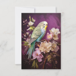 Cartão De Agradecimento periquito e flores