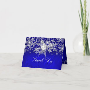 Cartão de Agradecimento Pérola Cristal Azul Floco