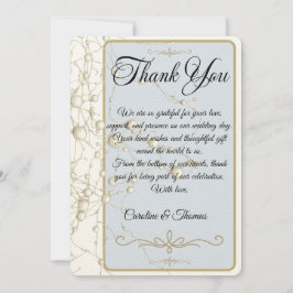 Cartão De Agradecimento Pérolas Douradas de Pérola Elegante Casamento Româ