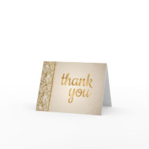 Cartão de Agradecimento Pérolas Douradas Elegantes