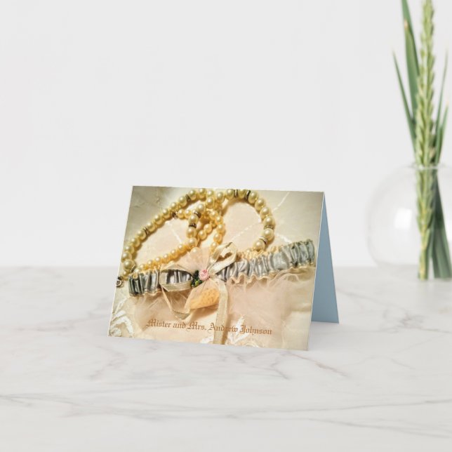 Cartão De Agradecimento Pérolas Elegantes e rendas (Frente)