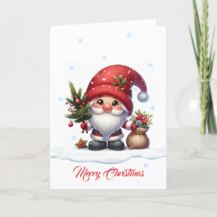 Cartão De Agradecimento Personagem de desenho animado Gnome Santa Claus
