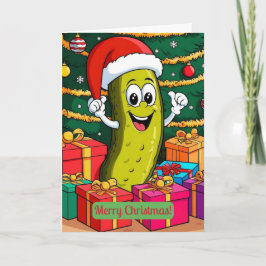 Cartão De Agradecimento Personagem de desenho animado Pepino de Natal Apre