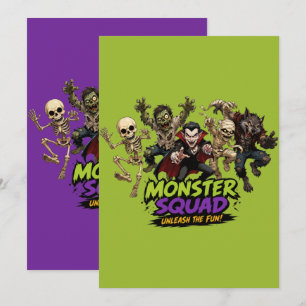 Cartão De Agradecimento Personagens do Monster Squad para o Halloween, Des