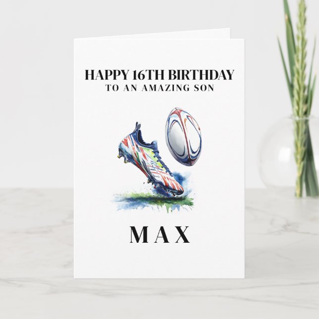 Cartão De Agradecimento Personalised Rugby Birthday Card (Frente)