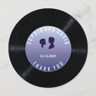 Cartão De Agradecimento Personalização de Casamento de Registro de Vinil R
