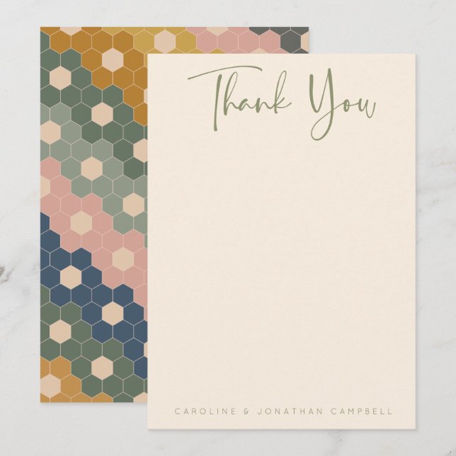 Cartão De Agradecimento Personalização de Casamento Moderno Geométrico do  (Frente/Verso)