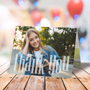 Cartão De Agradecimento Personalização de Foto de Graduação Moderna