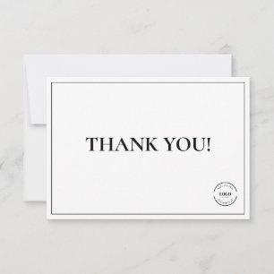 Cartão De Agradecimento Personalização do logotipo da empresa Black White 