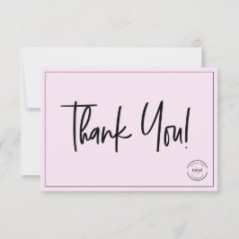 Cartão De Agradecimento Personalização do logotipo simples da empresa rosa