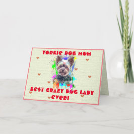 Cartão De Agradecimento Personalizada Yorkie Mãe Cachorro Mais Louco Cartã