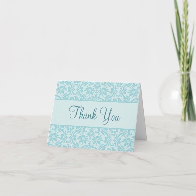 Cartão de Agradecimento Personalizado Aqua Blue Da (Frente)
