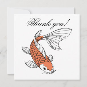 Cartão De Agradecimento Personalizado com Estilo Motivo de Peixe Dourado
