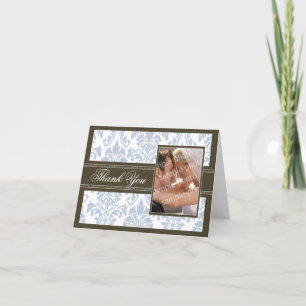 Cartão de Agradecimento Personalizado Damask Elega
