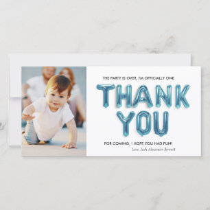 Cartão de agradecimento personalizado de 1º aniver