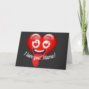 Cartão De Agradecimento Personalizado de Emoticon Louco no Amor