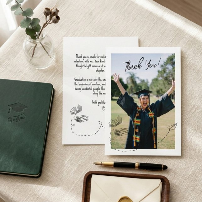 Cartão de Agradecimento Personalizado de Formatura (Criador carregado)