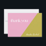 Cartão De Agradecimento Personalizado do Bat Mitzvah do Bloco de Cor Verde<br><div class="desc">Cartões de agradecimentos Personalizado Bat Mitzvah,  Bat Verde,  Cor-de-Rosa Moderna e Verde-Moss</div>