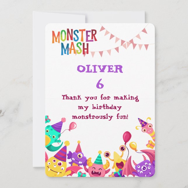 Cartão de Agradecimento Personalizado do Monstro – (Frente)