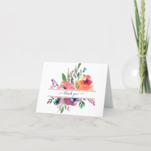 Cartão De Agradecimento Personalizado floral aquarela rosa e laranja   t