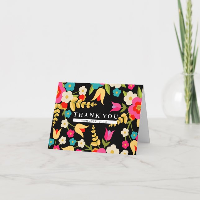 Cartão De Agradecimento Personalizado | Flores-País (Frente)