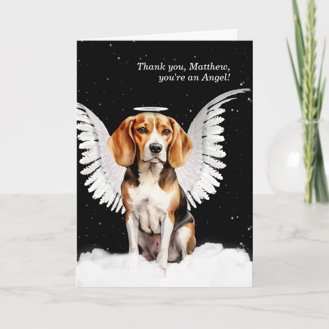 Cartão De Agradecimento Personalizado Obrigado Beagle Angel Dog (Frente)