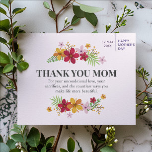 Cartão De Agradecimento Personalizado para Mamãe – Dia das Mães com Carinh