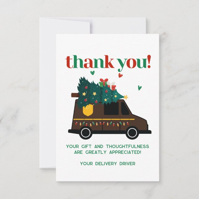 Cartão de agradecimento personalizado para motoris (Frente)