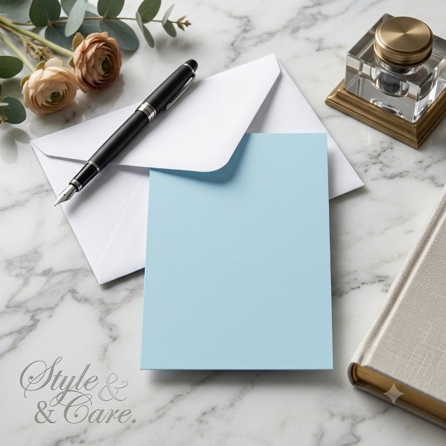 Cartão de Agradecimento Personalizado Plano - cor  (Personalized Flat Thank You Card-Light Blue color Card)