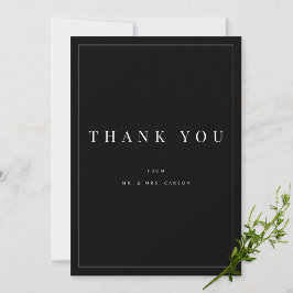 Cartão de Agradecimento Personalizado Preto e Bran