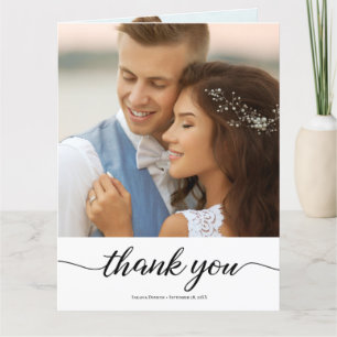 Cartão De Agradecimento Personalizado Simples Casamento Moderno 2 Fotos