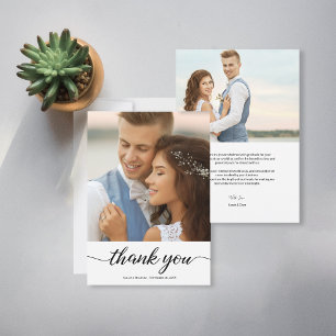 Cartão De Agradecimento Personalizado Simples Casamento Moderno 2 Fotos