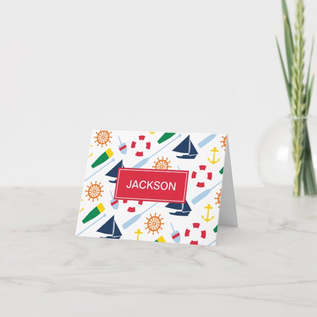 Cartão de Agradecimento Personalizado Tema Náutico (Frente)