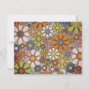 Cartão De Agradecimento Personalizado Vintage Anos 60 70 Estética Floral 