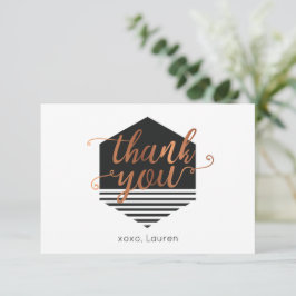 Cartão De Agradecimento Personalizado Vintage Preto & Dourado  Flat Agrade