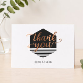 Cartão De Agradecimento Personalizado Vintage Preto & Dourado Flat Agrade