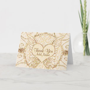 Cartão De Agradecimento Personalizar Asas Anjos e Coração